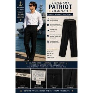 VTG 80’s US Navy Patriot Dress Pants Military Uniform Trouser Black 34x39 EUC